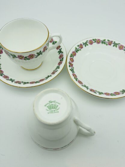 Vintage Tea Cups & Saucers Set x2 Pair Floral Bone Kent China