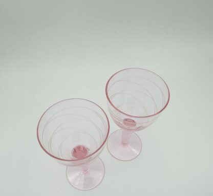 Vintage Ikea Pralin Pink Etched Wine Glasses x2 Pair - Image 3