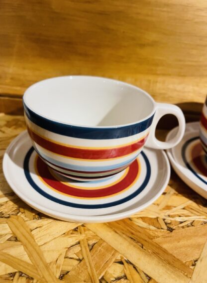 Pair of Striped Tea or Coffee Cups & Saucers - Image 2