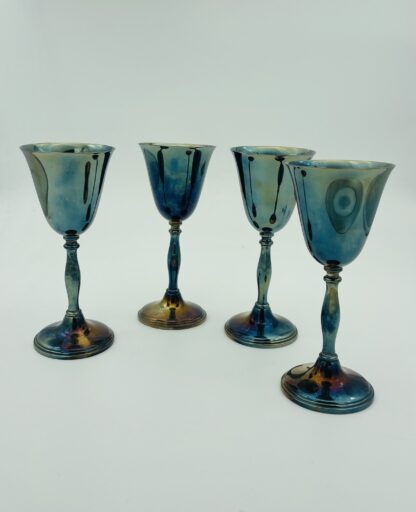 Set of 4 Vintage Silver Plated Brass Goblets Cavalier
