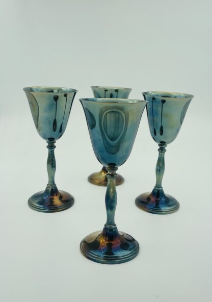 Set of 4 Vintage Silver Plated Brass Goblets Cavalier - Image 2