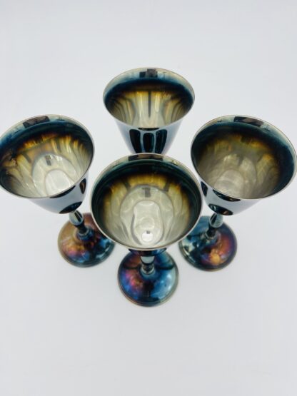 Set of 4 Vintage Silver Plated Brass Goblets Cavalier - Image 3