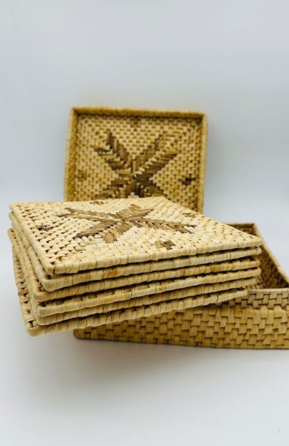Set Of 6 Vintage Woven Placemats in Storage Box - Image 2