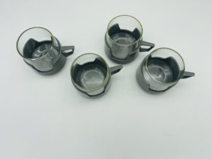 Set of 4 JAJ Pyrex Grey Plastic & Glass Drink Up Coffee Tea Cups - Image 4