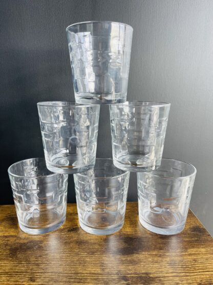 Set of 6 Vintage Arcoroc France Stackable Tumbler Drinking Glasses