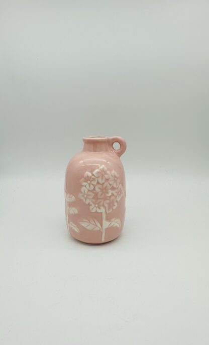 Vintage Pink Ceramic Decorative Bottle Vase Floral