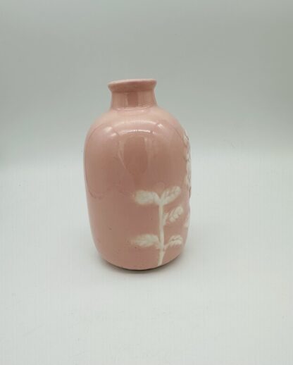 Vintage Pink Ceramic Decorative Bottle Vase Floral - Image 4