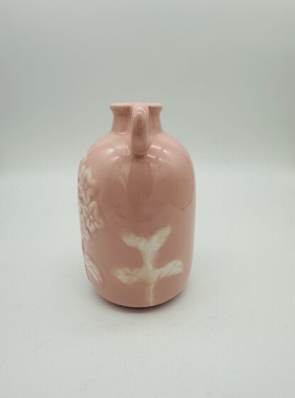 Vintage Pink Ceramic Decorative Bottle Vase Floral - Image 2