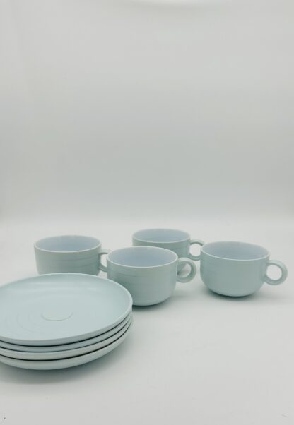 Vintage Hornsea Swan Lake Concept Tea Cups & Saucers Set x 4 Duck Egg Blue 1970s - Image 3