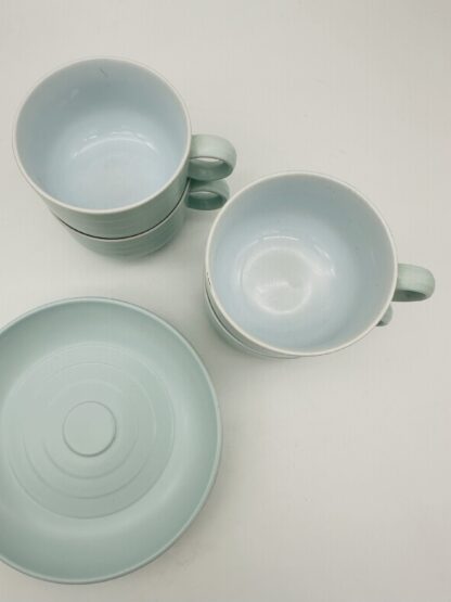 Vintage Hornsea Swan Lake Concept Tea Cups & Saucers Set x 4 Duck Egg Blue 1970s - Image 5