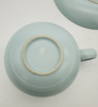 Vintage Hornsea Swan Lake Concept Tea Cups & Saucers Set x 4 Duck Egg Blue 1970s - Image 8