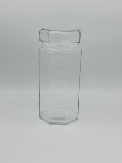 Vintage French Arcoroc Octime Tall Clear Glass  Storage Jar with Lid - Image 2