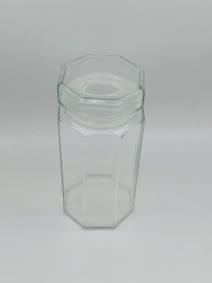 Vintage French Arcoroc Octime Tall Clear Glass  Storage Jar with Lid