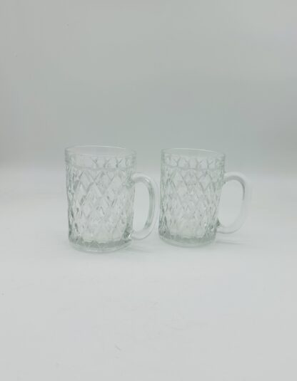 Pair of Vintage French Lead Crystal Small Beer Glasses Steins