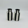 Pair of Small Black & White Striped Ceramic Bottle Vases
