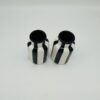 Pair of Small Black & White Striped Ceramic Bottle Vases - Image 2