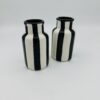 Pair of Small Black & White Striped Ceramic Bottle Vases - Image 3