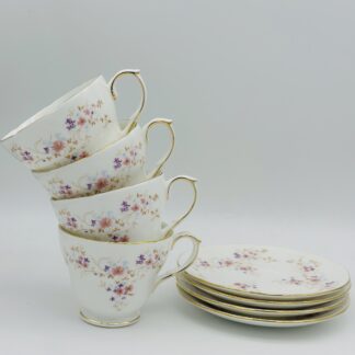 Vintage Bone China Tea Cup & Saucer Set of 4 Duchess Spinney Floral